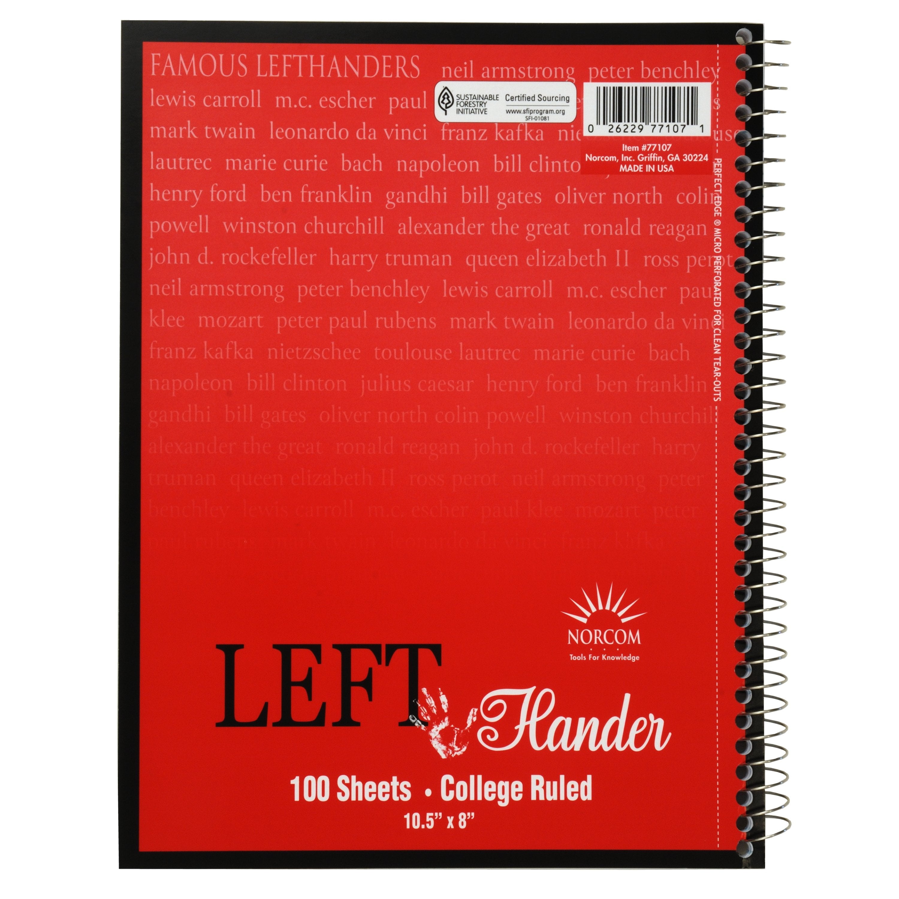 3-Pack Left-Handed Spiral Notebook, College Ruled, 100 Sheets per Pack, Assorted Colors - CommunityRateLLC