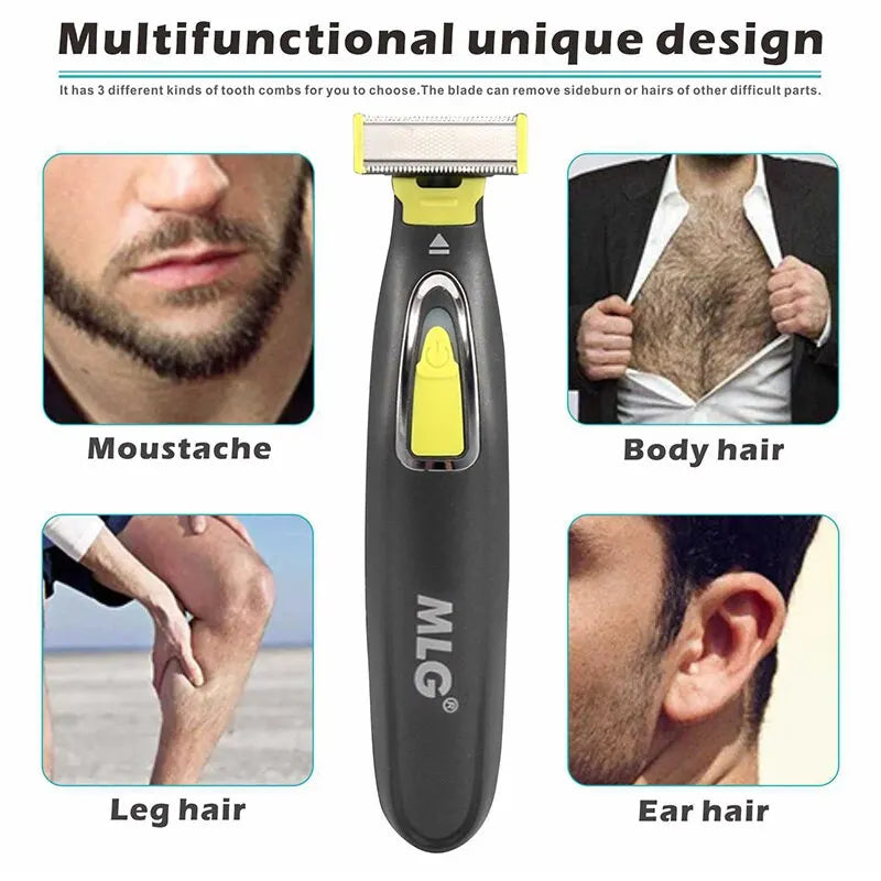 MLG Portable Electric Shaver for Men and Women - USB Rechargeable Full Body Trimmer with T-Shaped Blade, Ideal for Beard and Underarm Grooming, Washable Design