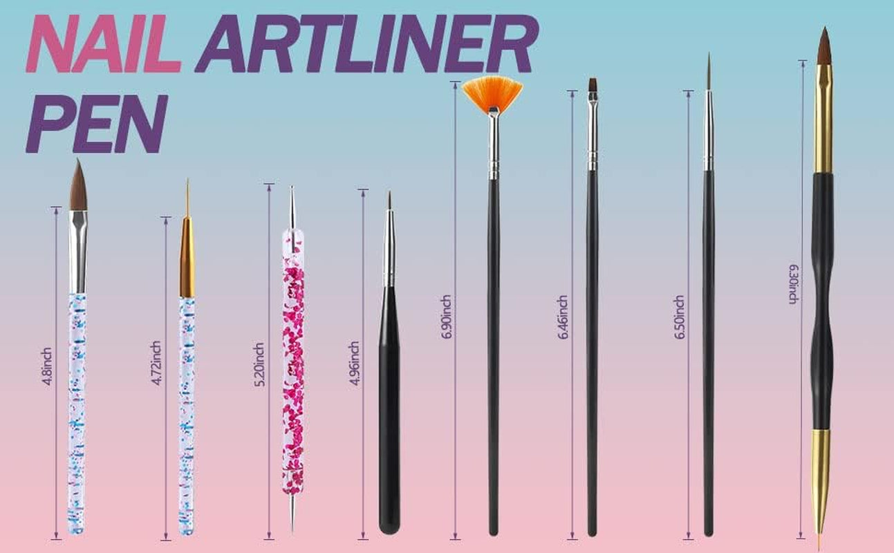 31Pcs Nail Art Brushes,Nail Art Tool Set,Nail Dotting Tools,Nail Dust Brush,Striping Nail Art Brushes for Long Lines,Nail Drawing Pen for Nail Design..