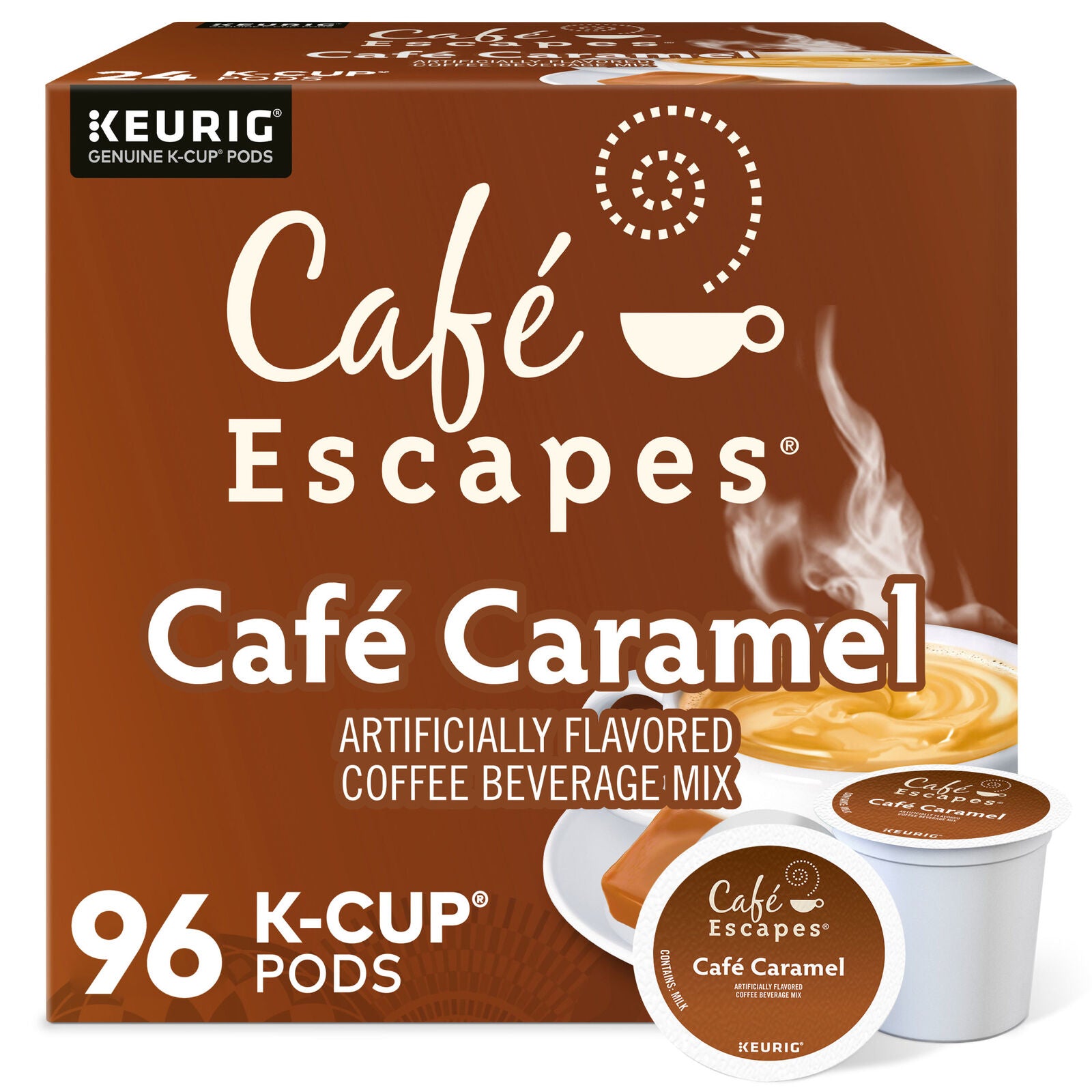 Cafe Escapes Cafe Caramel, Keurig K-Cup Pod, 96 Count - CommunityRateLLC