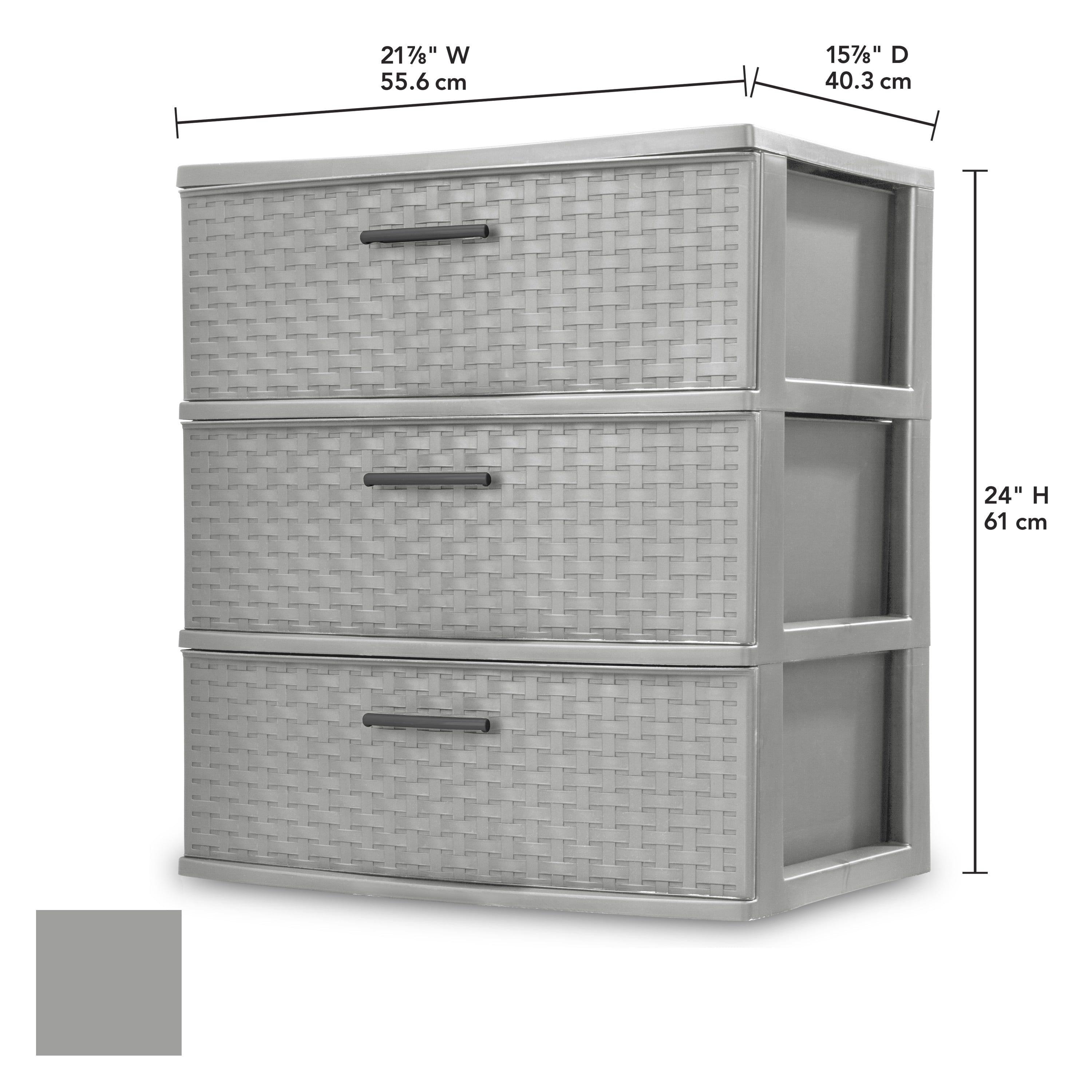 3 Drawer Wide Weave Tower Cement - CommunityRateLLC