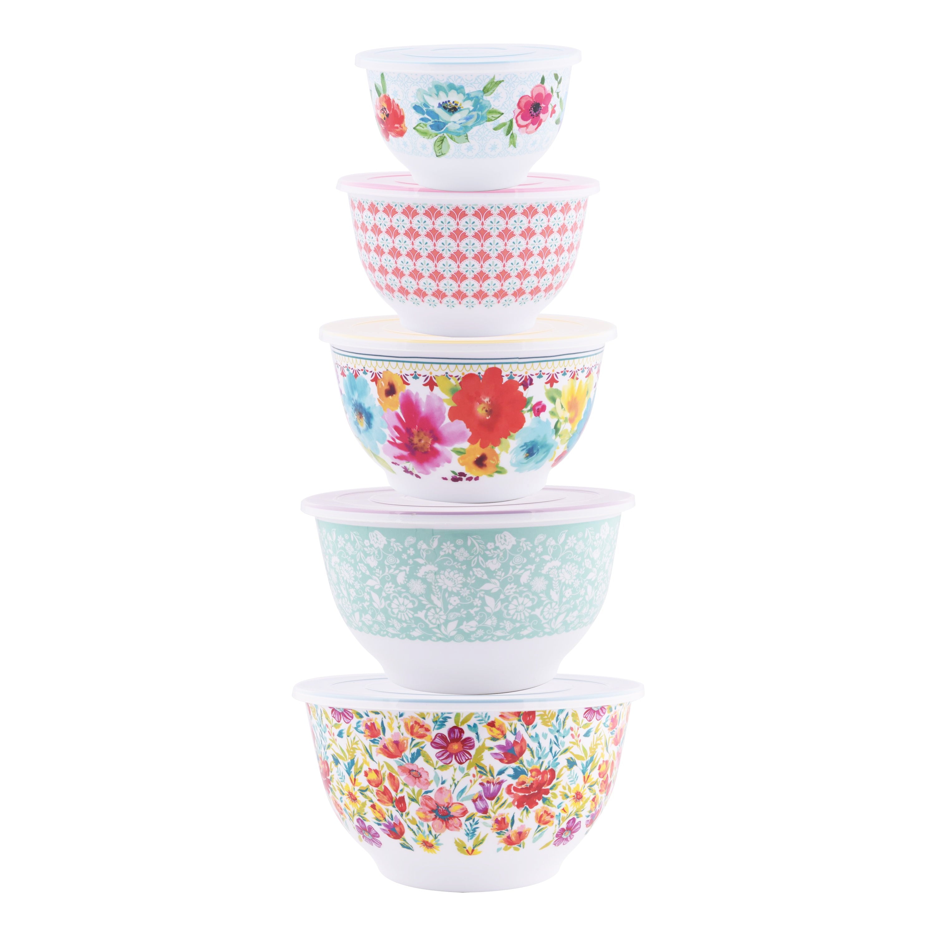 Melamine Mixing Bowl Set, 10-Piece Set, Petal Party - CommunityRateLLC