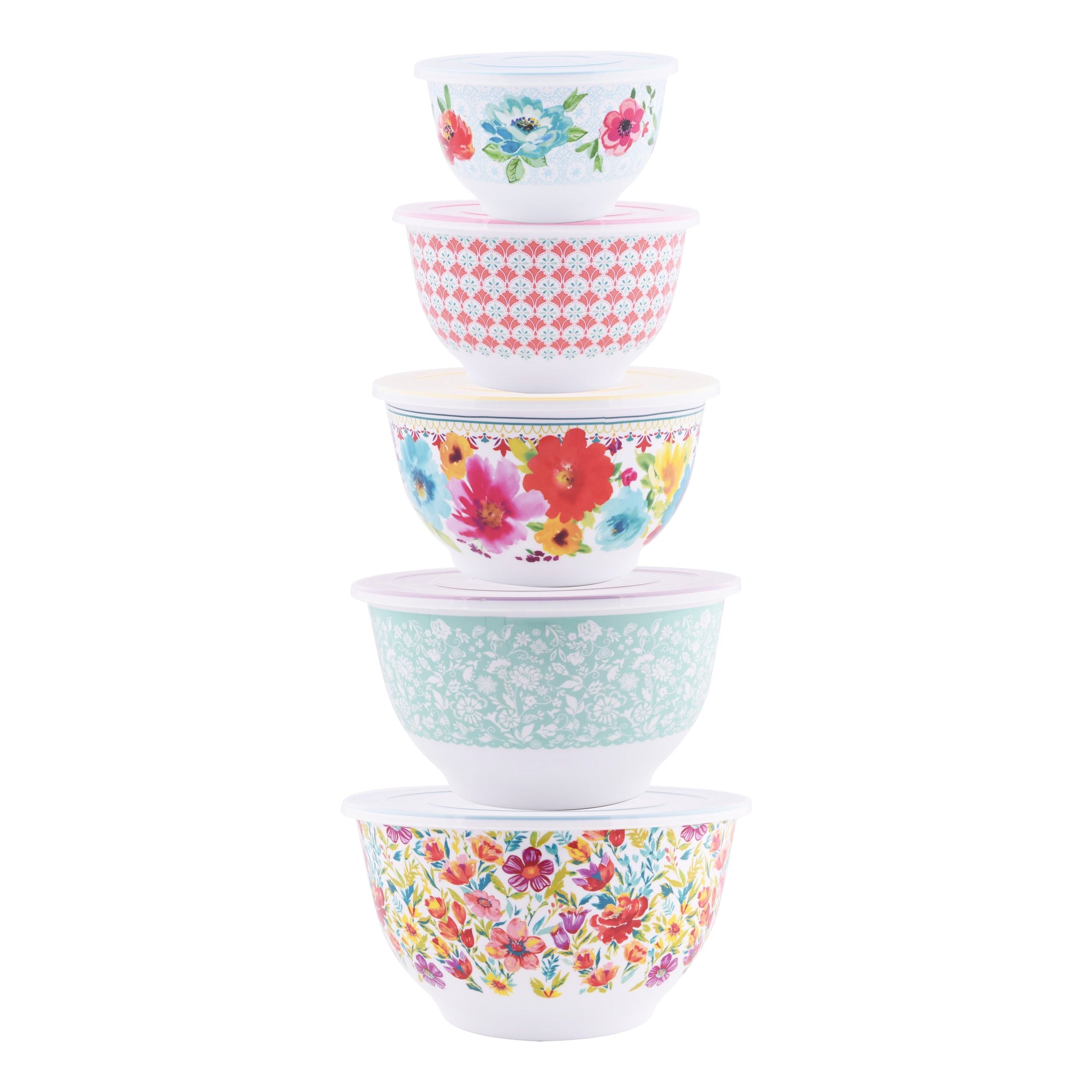 Melamine Mixing Bowl Set, 10-Piece Set, Petal Party - CommunityRateLLC