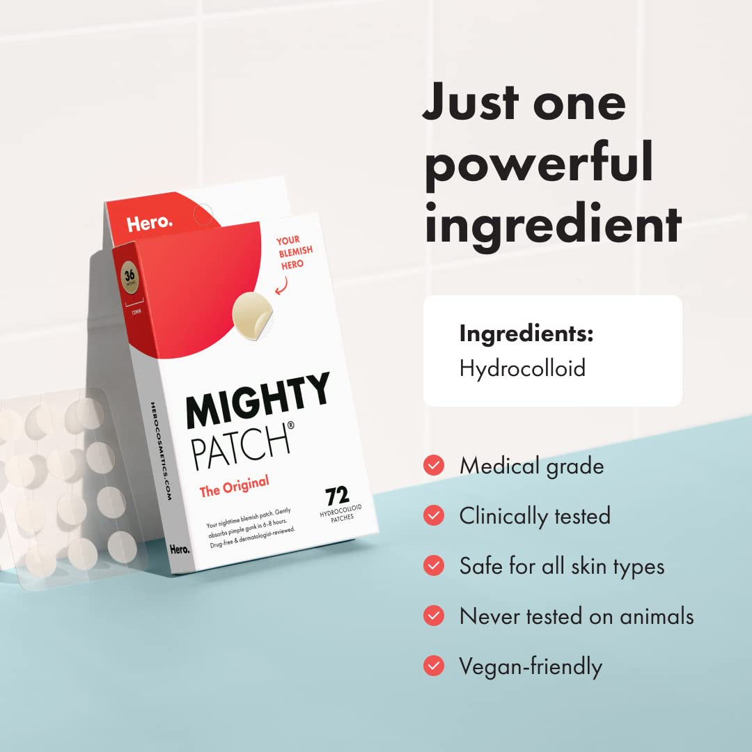 Mighty Patch™ Original - Hydrocolloid Acne Treatment Patches for Zits and Blemishes (72 Count)
