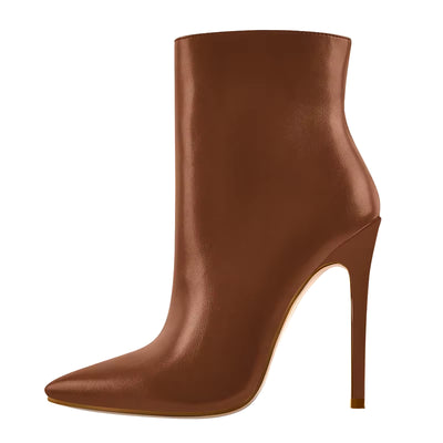Women's Handmade Pointed Toe 10CM Thin High Heel Ankle Booties with Side Zipper in Red and Blue, Available in Extended Sizes