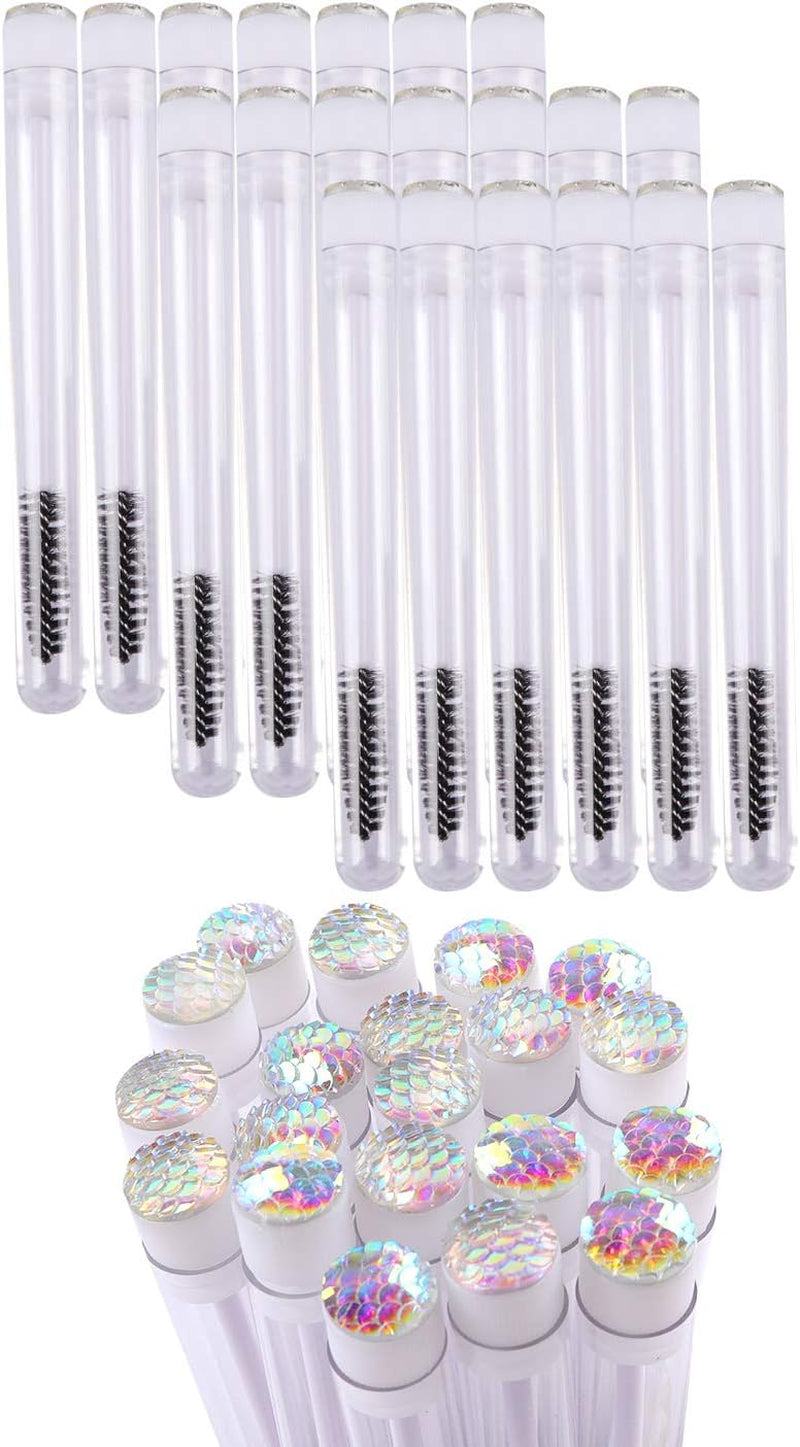 Disposable Mascara Brushes Diamond Eyelash Spoolies Makeup Brush Mascara Wand in Sanitary Tube Lash Supplies. ¡­ (50 Pcs, Clear)