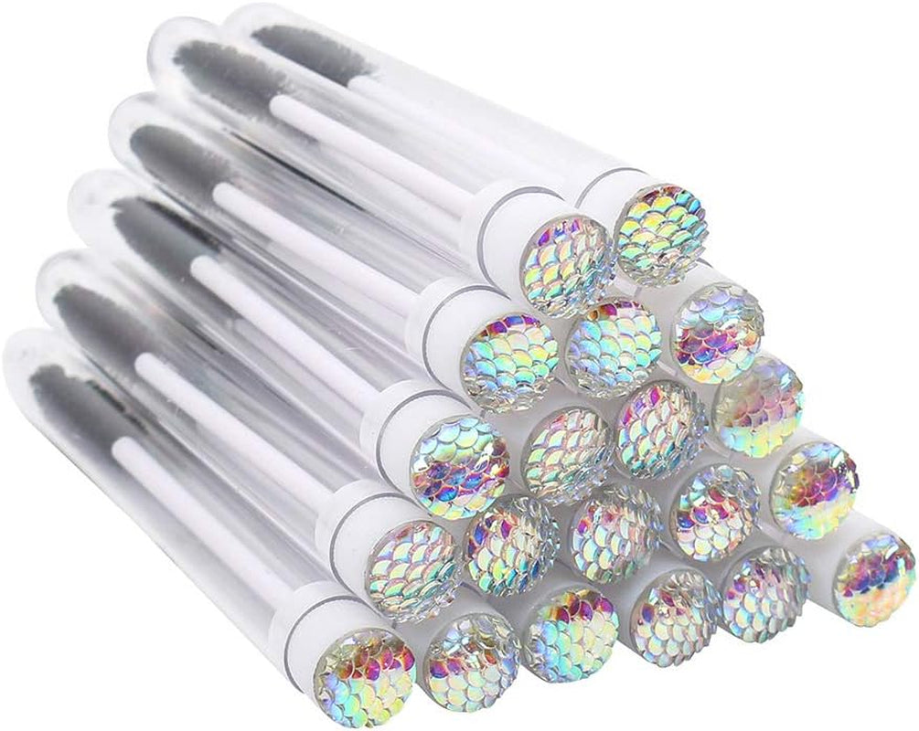Disposable Mascara Brushes Diamond Eyelash Spoolies Makeup Brush Mascara Wand in Sanitary Tube Lash Supplies. ¡­ (50 Pcs, Clear)