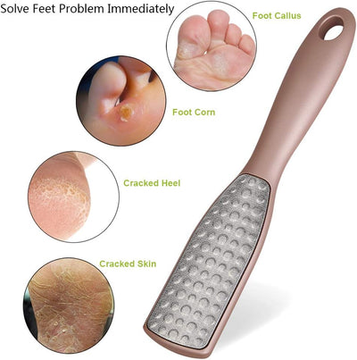 Foot File Callus Remover, Double Sided Foot Scrubber for Dead Skin, Stainless Steel Pedicure File for Cracked Heel W/Cloth Storage Bag & Gift Box.