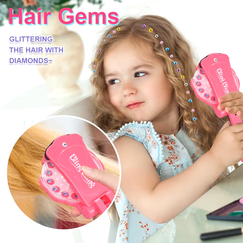 360 Gems Kit Hair Gems Machine Princess Girls Make up Toy Set DIY Crystal Rhinestone Sticker Hair Decoration for Girls Toy Gifts