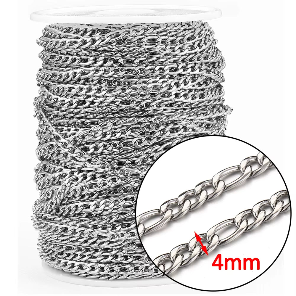 2-Meter No Fade Stainless Steel Chains for Jewelry Making - Gold Beaded Necklace and Bracelet Accessories