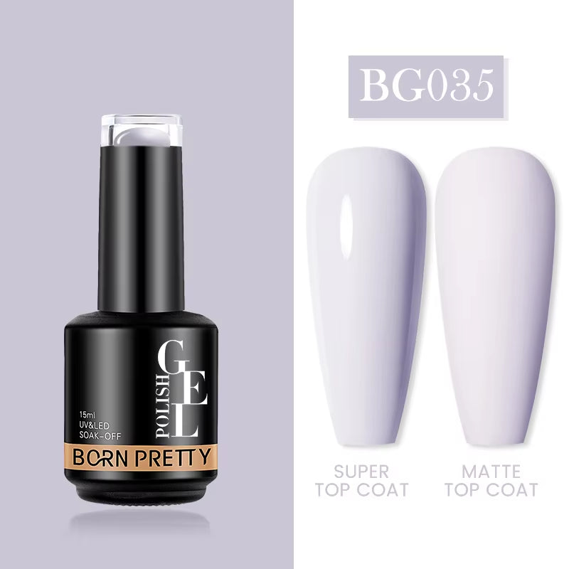 Milky Pink Rubber Base Gel Nail Polish - 15ml Semi-Permanent Glitter Varnish, Soak-Off Self-Leveling UV/LED Gel