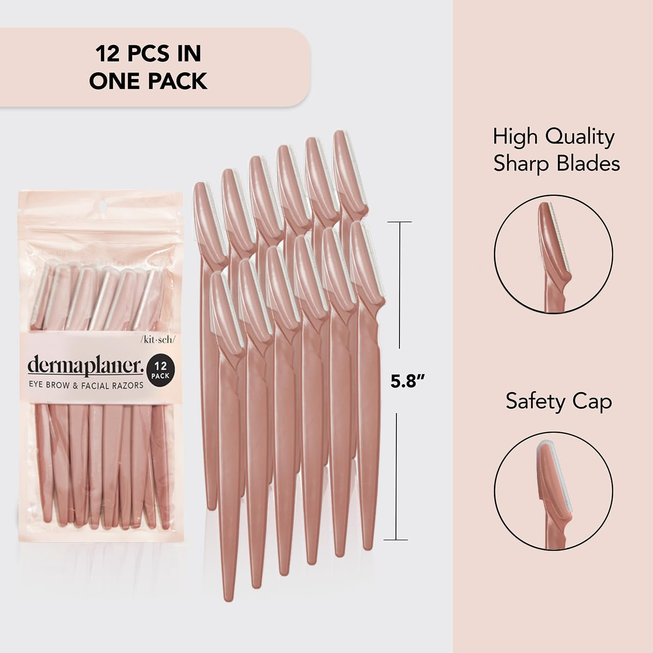 12-Piece Facial Hair Removal Kit for Men and Women, Includes Eyebrow Trimmer and Face Razor (Terracotta) - CommunityRateLLC