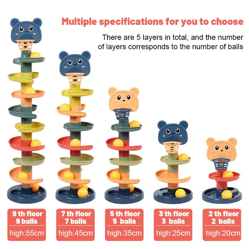 Early Educational Stacking and Rolling Ball Tower Toy for Toddlers - Interactive Spin Track Puzzle Gift for Children