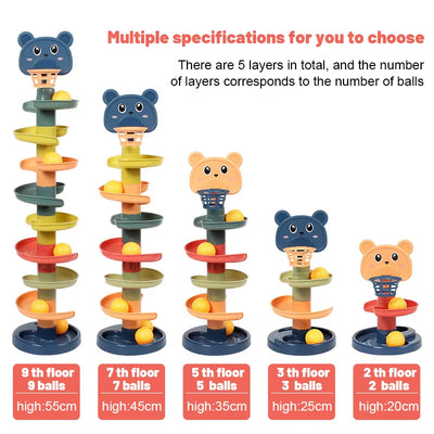 Early Educational Stacking and Rolling Ball Tower Toy for Toddlers - Interactive Spin Track Puzzle Gift for Children