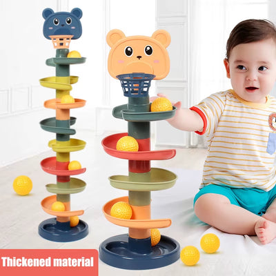 Early Educational Stacking and Rolling Ball Tower Toy for Toddlers - Interactive Spin Track Puzzle Gift for Children