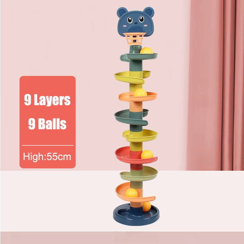 Early Educational Stacking and Rolling Ball Tower Toy for Toddlers - Interactive Spin Track Puzzle Gift for Children