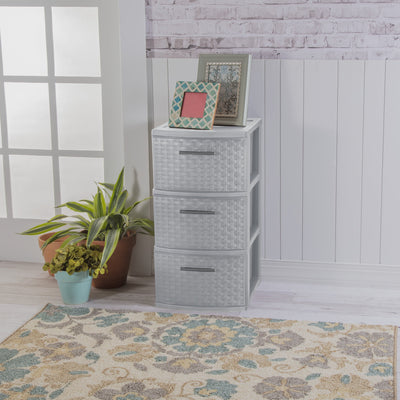 3 Drawer Weave Tower Plastic, Cement - CommunityRateLLC