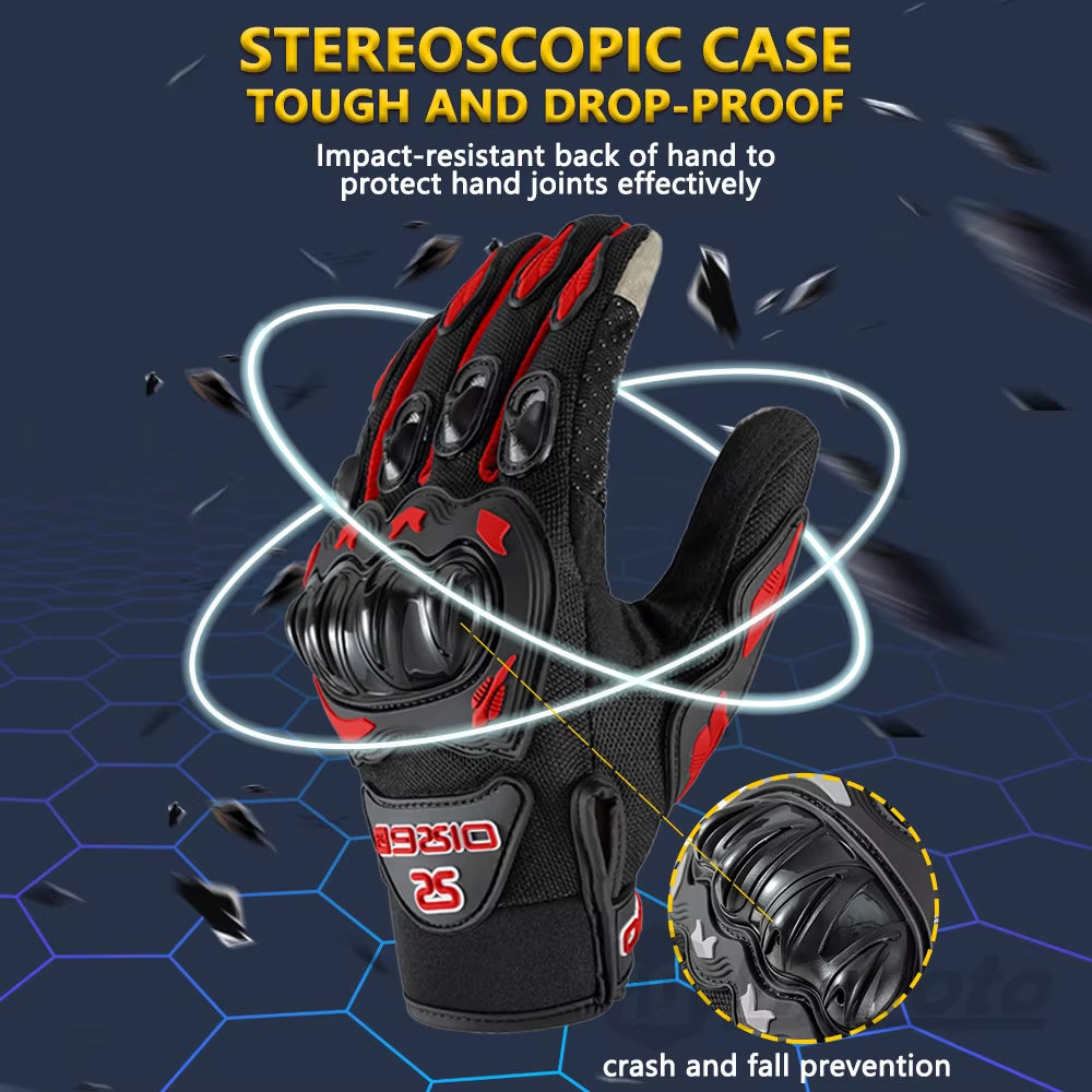 Summer Breathable Full Finger Motorcycle Gloves - Non-Slip, Wear-Resistant Motocross Racing Gloves with Touch Screen Compatibility