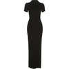 Women Fashion Elegant Casual Knit Slim Long Dress Ladies Solid Color Lapel Button-Up Short Sleeve Casual Dress