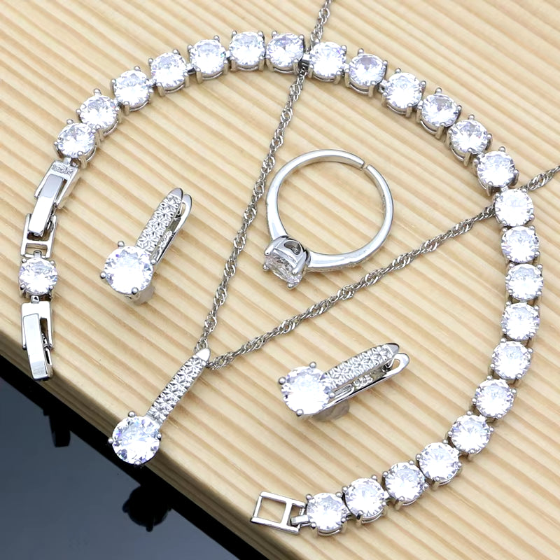 Elegant Silver 925 Jewelry Set with Natural Green Emerald: Earrings, Bracelet, Resizable Ring, and Birthstone Necklace for Fashionable Occasions