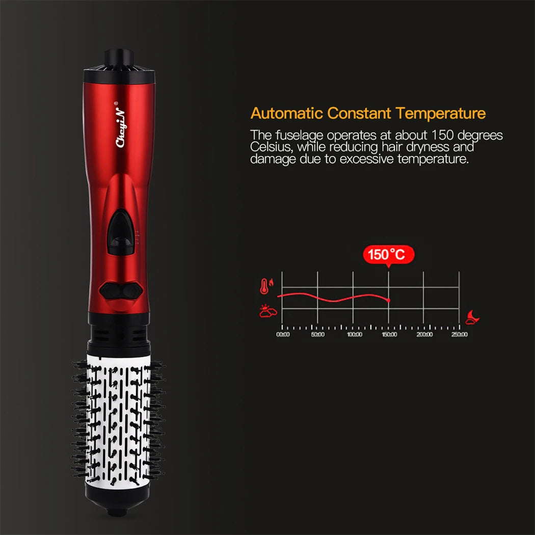 2-in-1 Hot Air Spin Brush Hair Dryer and Volumizer with Auto-Rotating Ionic Technology for Curling and Straightening