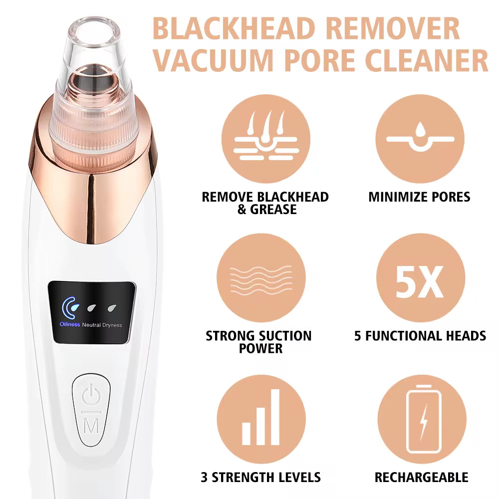 Electric Blackhead Remover Vacuum - Deep Cleansing Pore Cleaner for Facial Skin Care