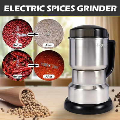High-Performance Electric Coffee and Spice Grinder for Home Use - Multifunctional Machine for Cereal, Nuts, Beans, and Grains