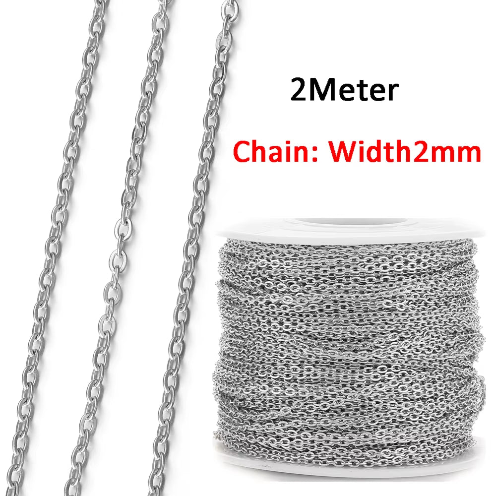 2-Meter No Fade Stainless Steel Chains for Jewelry Making - Gold Beaded Necklace and Bracelet Accessories