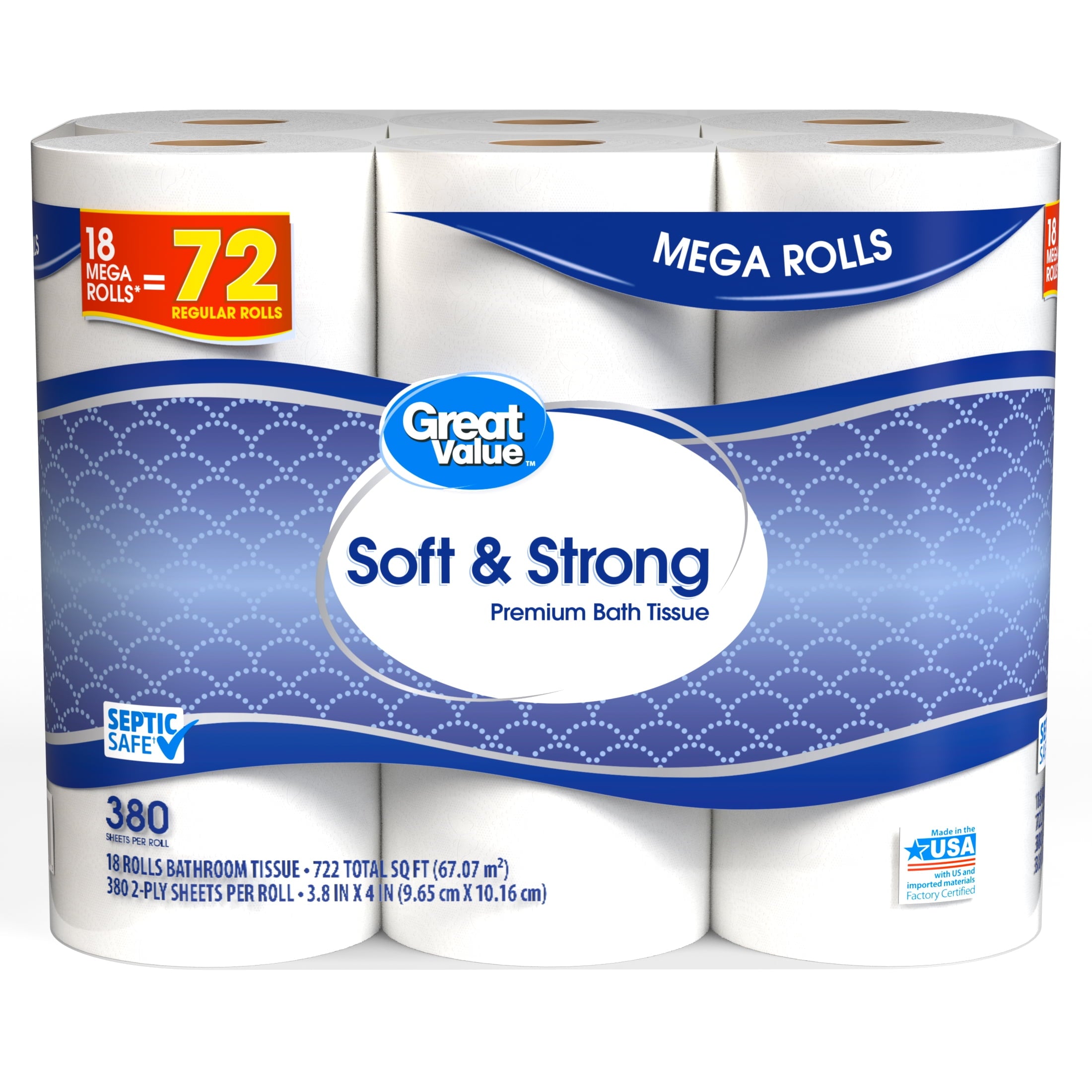 Soft & Strong Premium Toilet Paper, 18 Mega Rolls - CommunityRateLLC