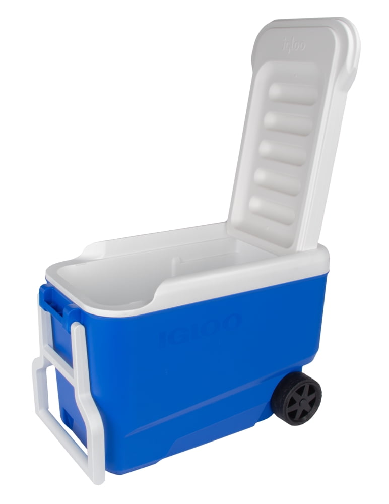 38 QT. Hard-Sided Ice Chest Cooler with Wheels, Blue - CommunityRateLLC