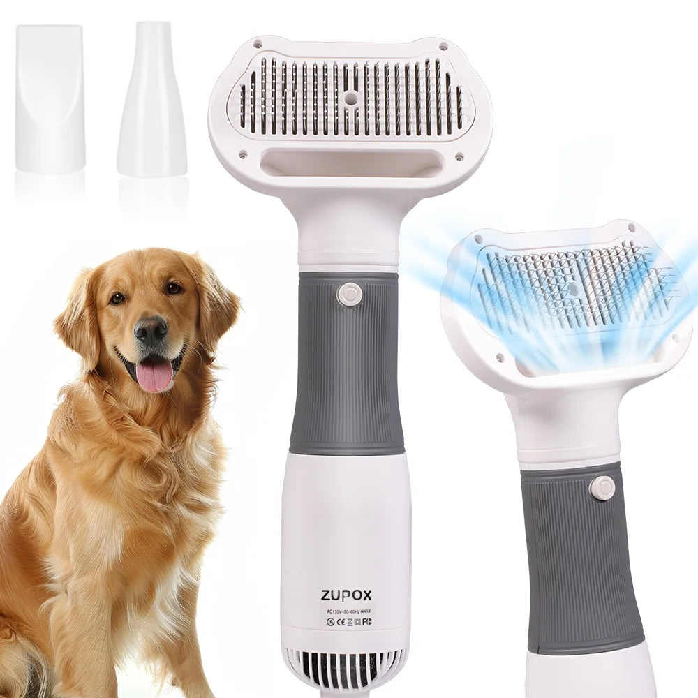 2-in-1 Pet Grooming Dryer and Brush for Small Dogs and Cats with Adjustable Temperature