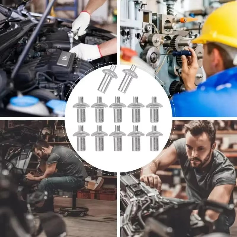 100-Piece Hammer Drive Expansion Rivets - Aluminum Nail Head Percussion Fasteners for Tapping Applications