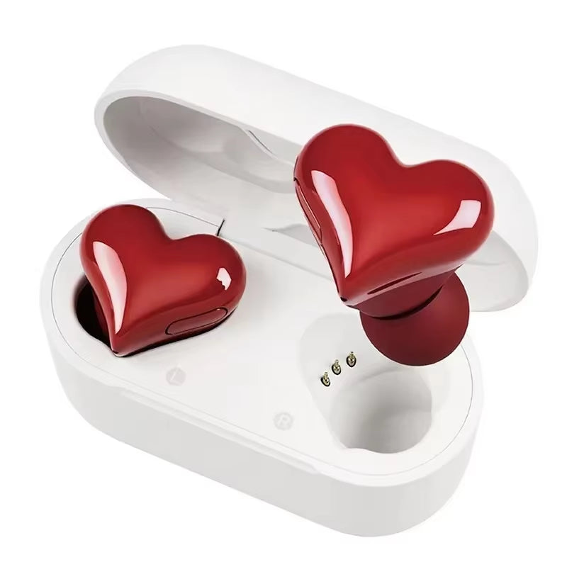 Bluetooth Wireless Heart-Shaped Earphones for Women - High-Quality Sport Music Earbuds, Perfect Gift for Girls