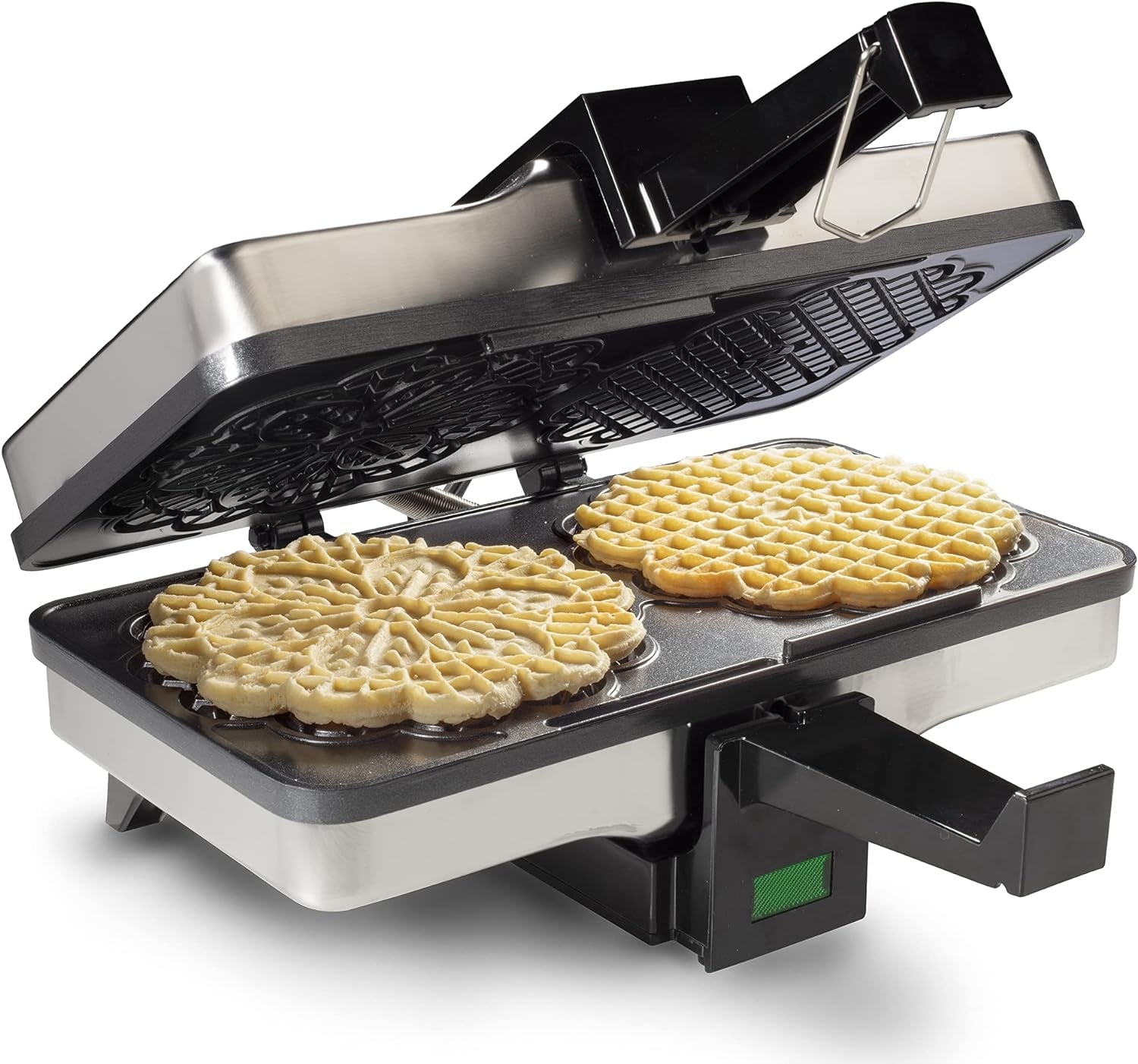 Nonstick Electric Pizzelle Maker - Dual 5-Inch Cookie Press with Recipe Guide - Ideal for Holiday Celebrations and Gift Giving