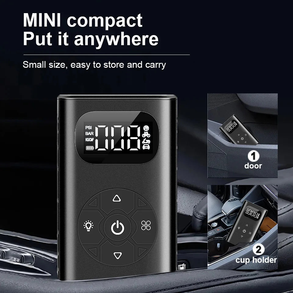 6000mAh Wireless Portable Car Air Compressor - 150 PSI Digital Inflator for Balls, Motorcycles, Bicycles, Boats, and Tires