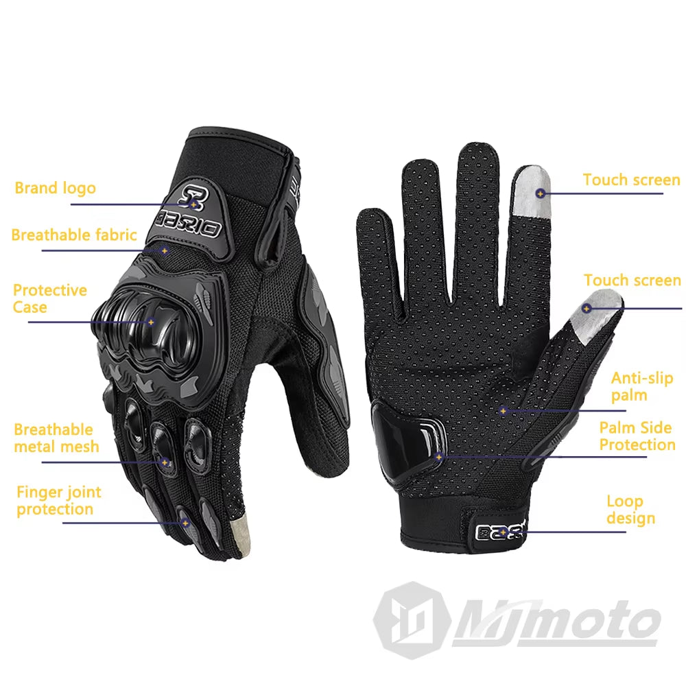 Summer Breathable Full Finger Motorcycle Gloves - Non-Slip, Wear-Resistant Motocross Racing Gloves with Touch Screen Compatibility