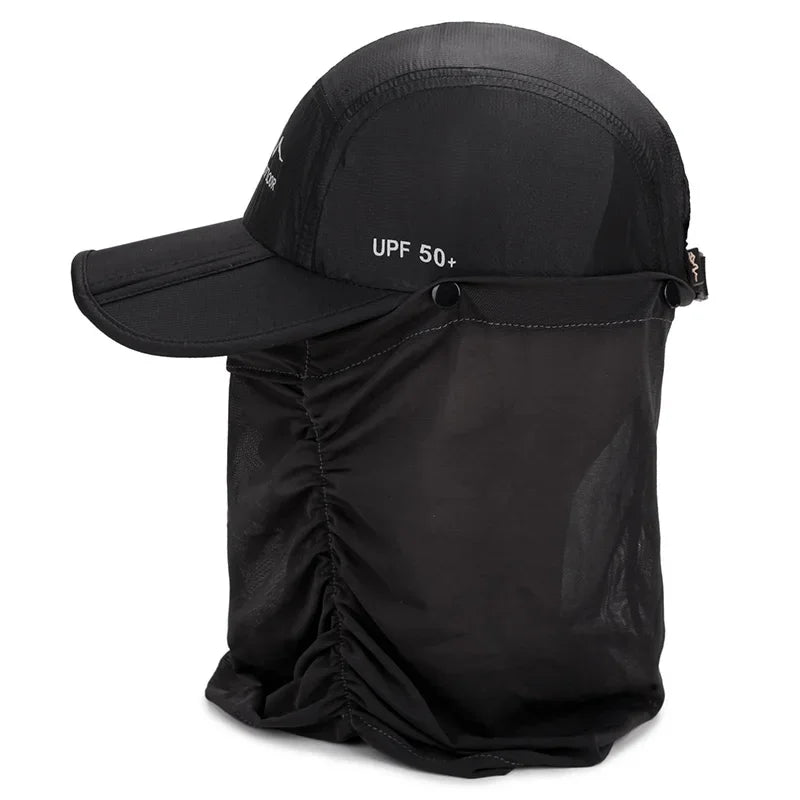 Foldable UV Protection Baseball Caps for Men and Women - Summer Sun Hats with Face and Neck Cover for Outdoor Activities and Fishing