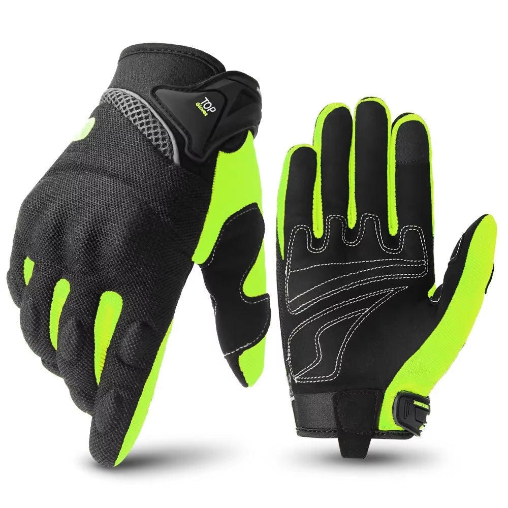 Breathable Full Finger Racing Gloves for Motorcycles with Touch Screen Compatibility