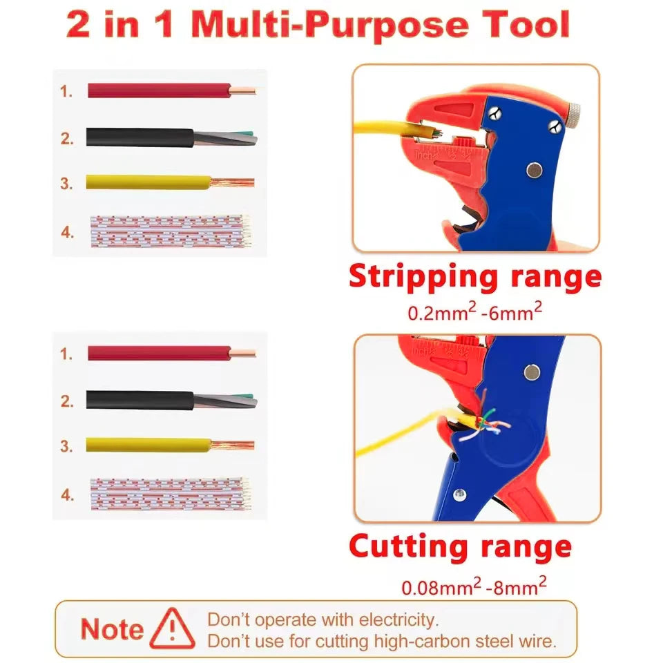 Heavy-Duty 2-in-1 Automatic Wire Stripper and Cutter Eagle Nose Pliers for Automotive and Electronic Repairs