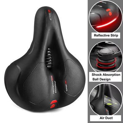 Hollow Breathable Bicycle Saddle for Men and Women - Shock-Absorbing Comfortable Seat for MTB and Road Bikes with Safety Features