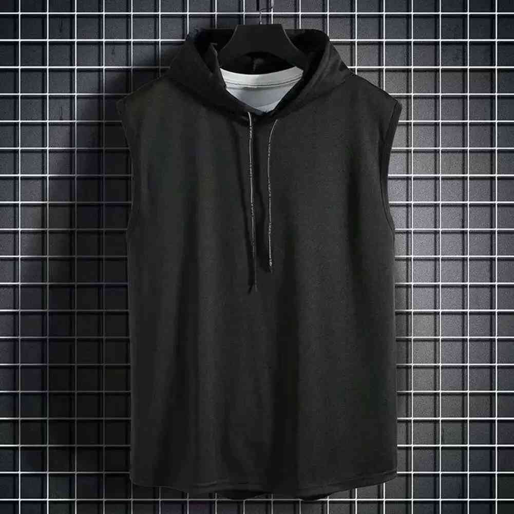High-Quality Ice Silk Sleeveless Muscle Hoodie Vest for Summer Gym Workouts and Bodybuilding