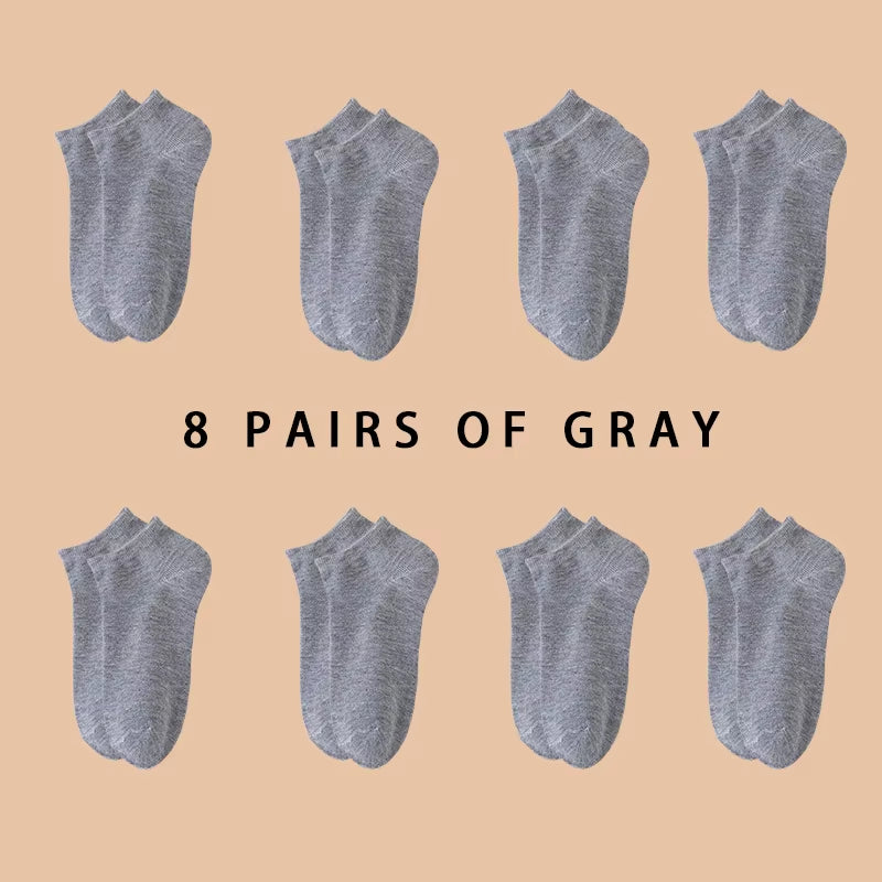 Invisible Low Cut Silicone Non-Slip Boat Socks for Men and Women - 3/5/8 Pairs, Casual Solid Color, Breathable Summer No-Show Ankle Socks