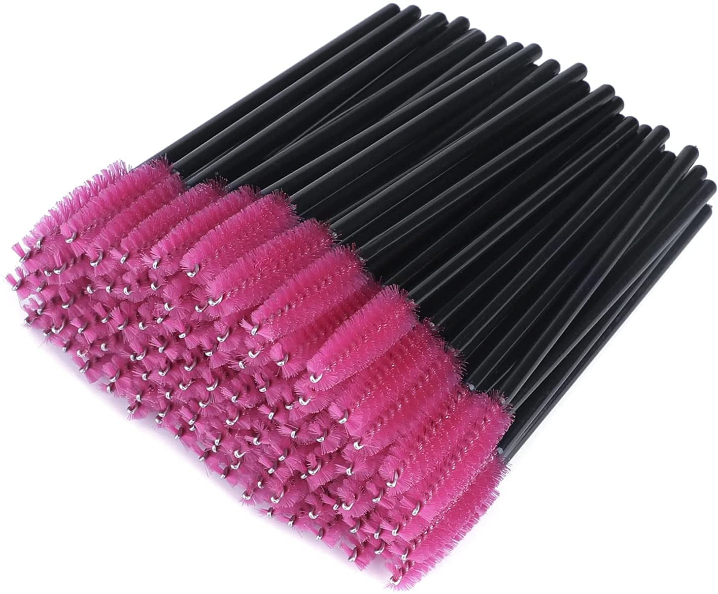 Leshare Disposable Eyelash Mascara Brushes Wands Applicator Makeup Kits 100 Pack (100 Pcs Rose Red).