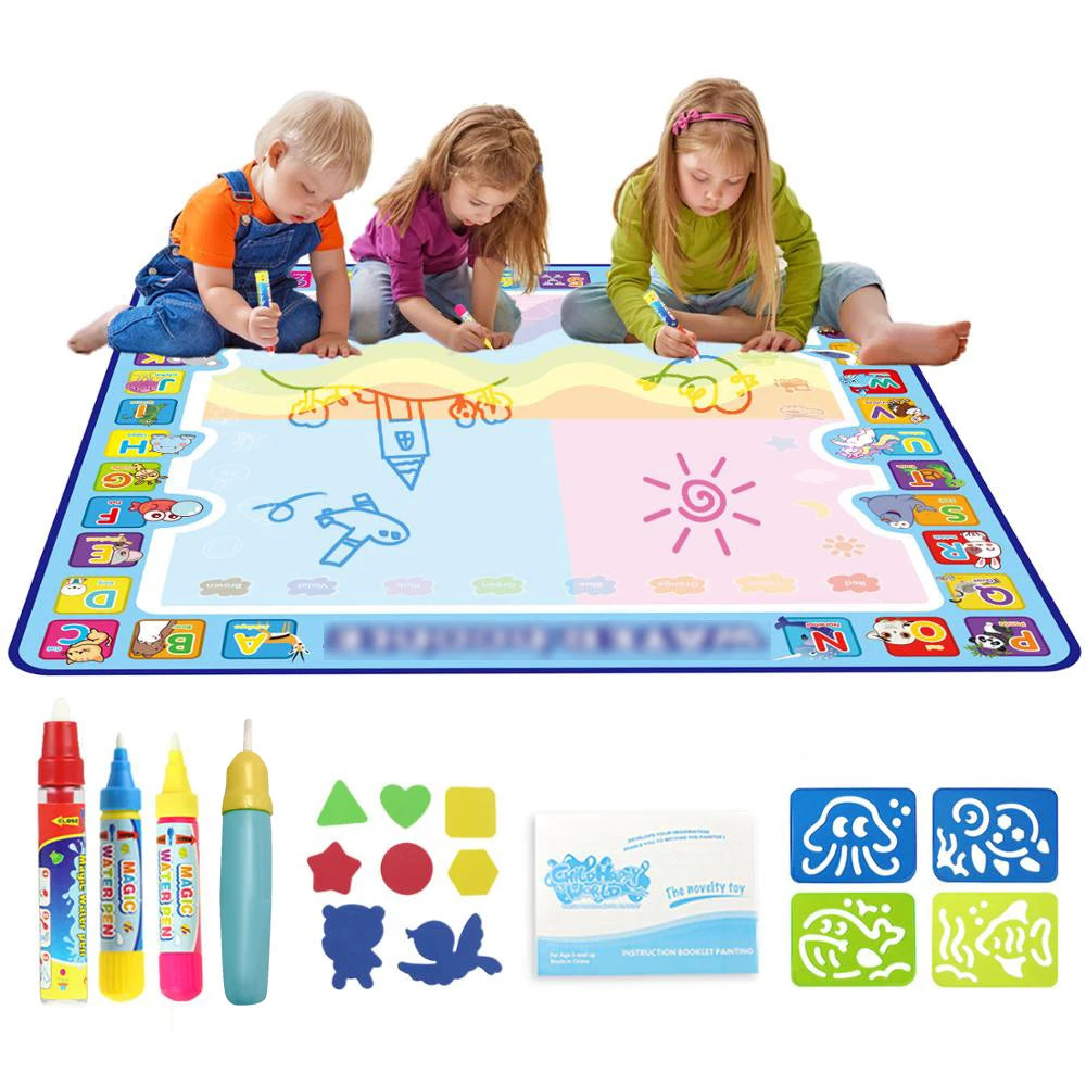 Magic Water Drawing Mat with Pens - Educational Doodle Board for Kids, Montessori-Inspired Painting Toy