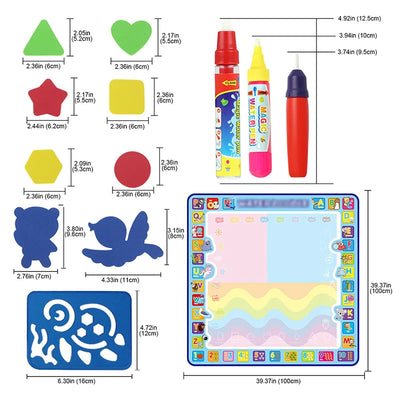 Magic Water Drawing Mat with Pens - Educational Doodle Board for Kids, Montessori-Inspired Painting Toy