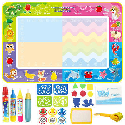 Magic Water Drawing Mat with Pens - Educational Doodle Board for Kids, Montessori-Inspired Painting Toy