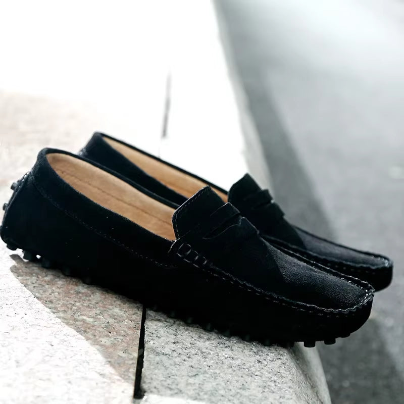 Men's Handmade Suede Genuine Leather Casual Loafers and Moccasins - Slip-On Driving Flats