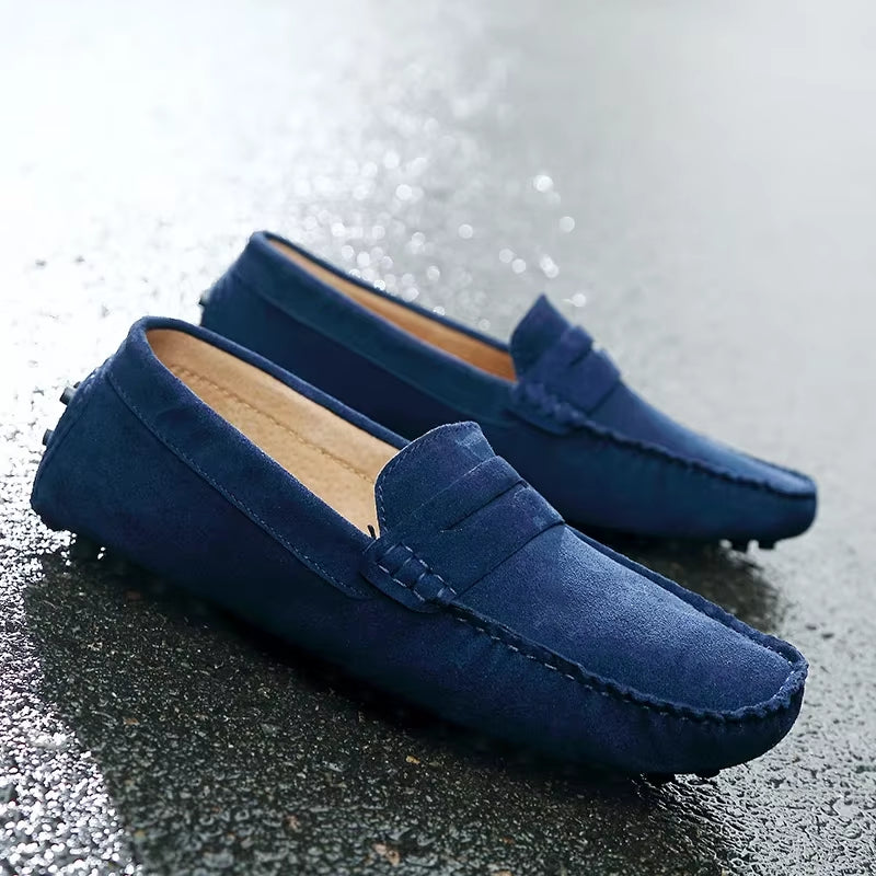 Men's Handmade Suede Genuine Leather Casual Loafers and Moccasins - Slip-On Driving Flats