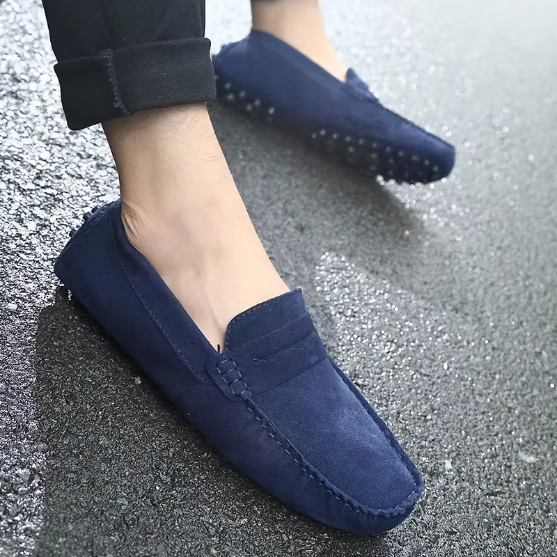 Men's Handmade Suede Genuine Leather Casual Loafers and Moccasins - Slip-On Driving Flats