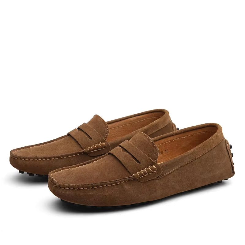 Men's Handmade Suede Genuine Leather Casual Loafers and Moccasins - Slip-On Driving Flats